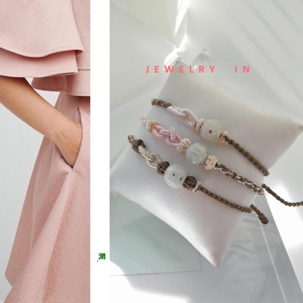 New hand woven braided rope with jade stone bracelet